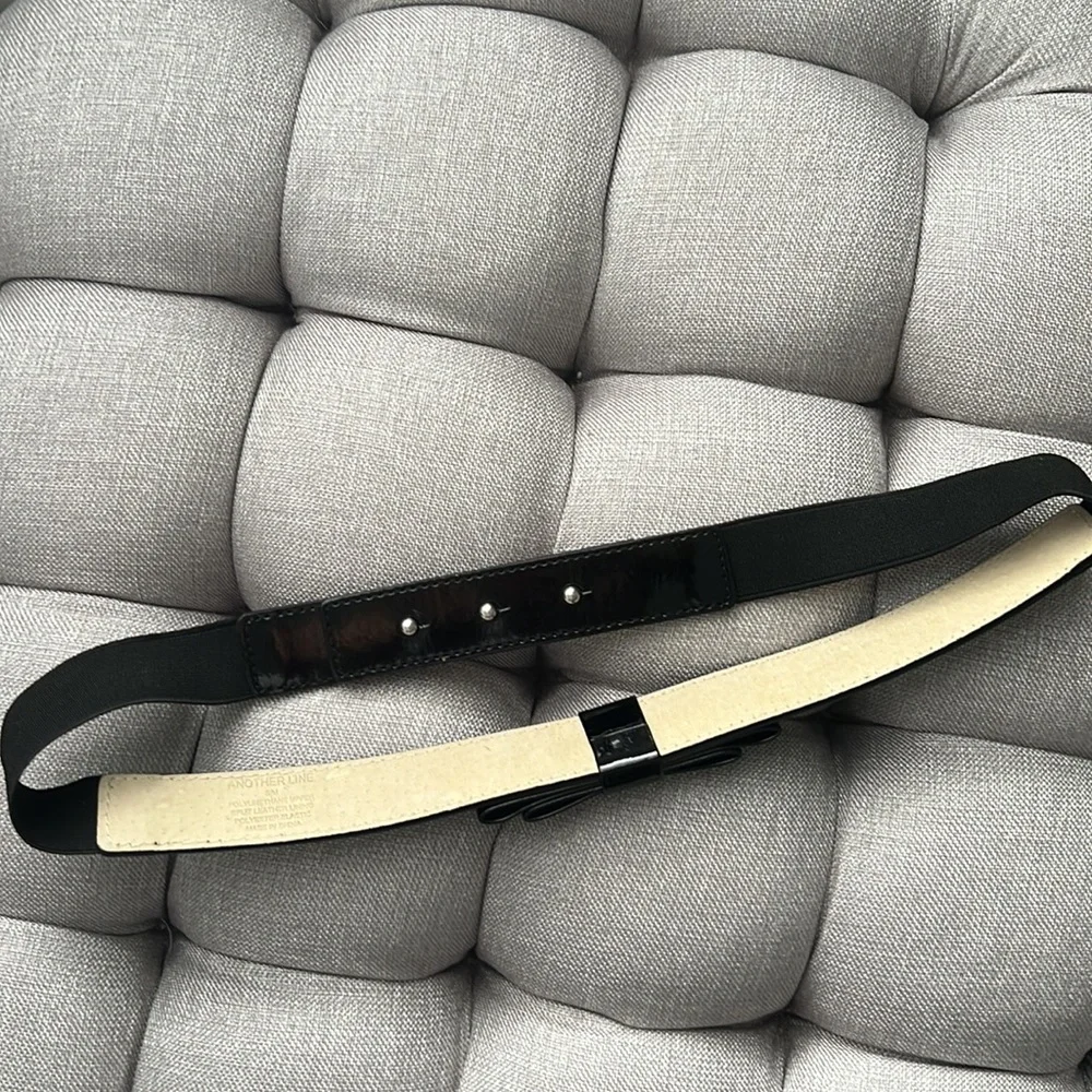 Another Line Black Patent Leather Bow Waist Belt Size Small / Medium